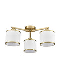 3 Light Flush in Aged Brass with Off-White Shade (0194SIRFL24963)