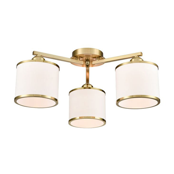 3 Light Flush in Aged Brass with Off-White Shade (0194SIRFL24963)