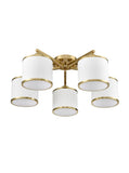 5 Light Flush in Aged Brass with Off-White Shade (0194SIRFL24965)