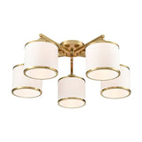 5 Light Flush in Aged Brass with Off-White Shade (0194SIRFL24965)