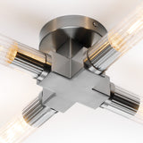 4 Light Flush Ceiling, E27, IP44, Satin Nickel (1230SKY18E)