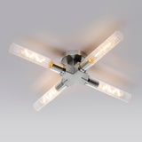 4 Light Flush Ceiling, E27, IP44, Satin Nickel (1230SKY18E)