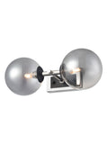 2 Light Bathroom Wall Bracket in Matt Black and Polished Nickel - 120mm Glass IP44 (0194STEWB406376)