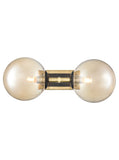 2 Light Bathroom Wall Bracket in Matt Black and Aged Brass - 120mm Amber Glass IP44 (0194STEWB407377)