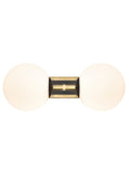 2 Light Bathroom Wall Bracket in Matt Black and Aged Brass - 120mm Opal Glass IP44 (0194STEWB407378)