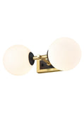 2 Light Bathroom Wall Bracket in Matt Black and Aged Brass - 120mm Opal Glass IP44 (0194STEWB407378)