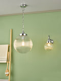 1 Light Bathroom Wall Light Polished Chrome Ribbed Glass IP44 (0183TAM0750IP44)