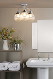 3 Light Bathroom Semi Flush Polished Chrome Ribbed Glass IP44 (0183TAM5350IP44)