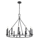 12 Light Ring Chandelier in Matt Black (0194TUDPE245412))