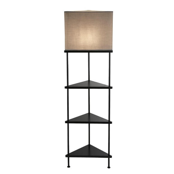 1 Light Corner Shelf Floor Lamp - Black - E27 (0483SEL156)