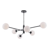 6 Light Pendant Matt Black and Opal Glass (0183VIG062202)
