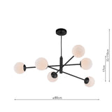6 Light Pendant Matt Black and Opal Glass (0183VIG062202)
