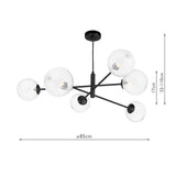 6 Light Pendant Matt Black and Twisted Glass (0183VIG0622-22)