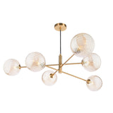 6 Light Pendant Aged Brass and Twisted Amber Glass (0183VIG064526)