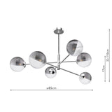 6 Light Pendant Polished Chrome and Smoked Glass (0183VIG065019)