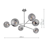 6 Light Pendant Polished Chrome and Smoked Glass (0183VIG065024)