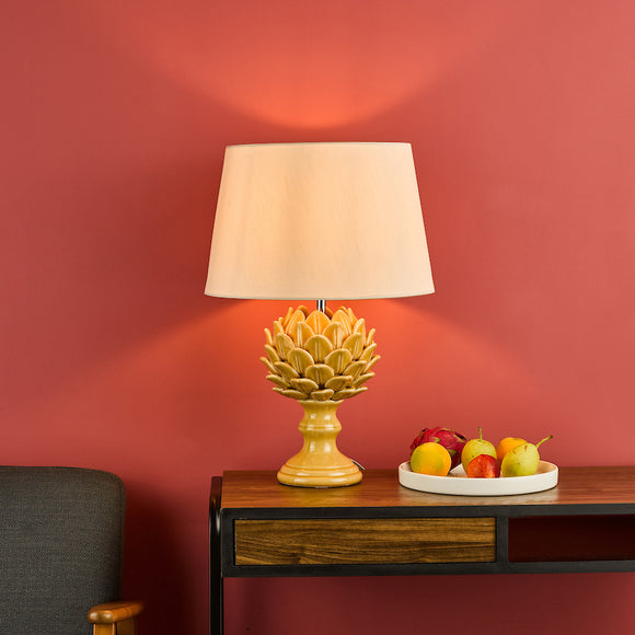 1 Light Table Lamp Yellow Ceramic with Shade (0183VIO4226)