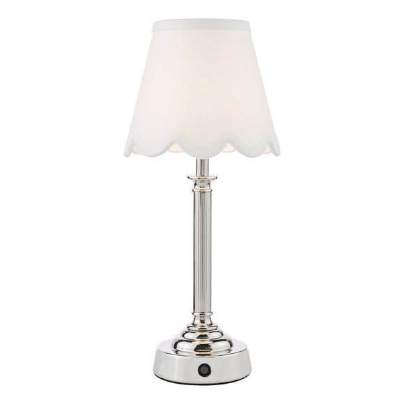 1 Light Rechargeable Table Light in Polished Nickel with Ivory Shade (0183VIR4238)