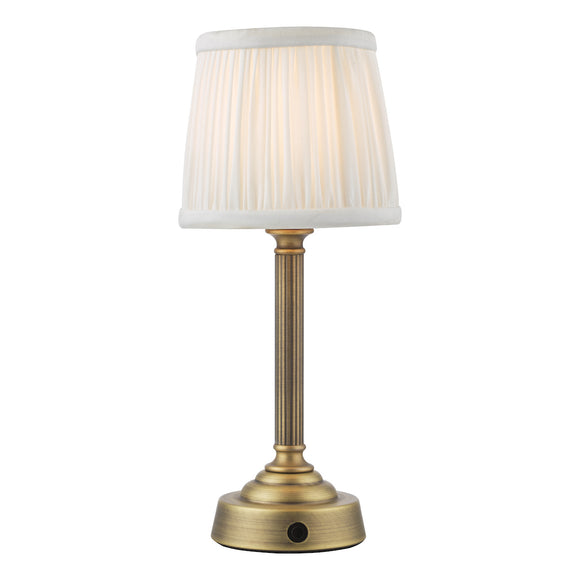 1 Light Rechargeable Table Light in Matt Antique Brass with Ivory Shade (0183VIR4275)