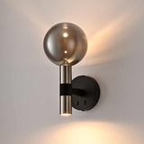 2 Light Wall Light in Matt Black and Satin Nickel with Smoked Glass (0194MERWB622538)