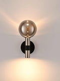 2 Light Wall Light in Matt Black and Satin Nickel with Smoked Glass (0194MERWB622538)