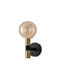 2 Light Wall Light in Matt Black and Satin Brass with Amber Glass (0194MERWB623539)