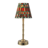 1 Light Rechargeable Table Light in Antique Brass with Red Cotton Mix Shade (0183WYM4075)