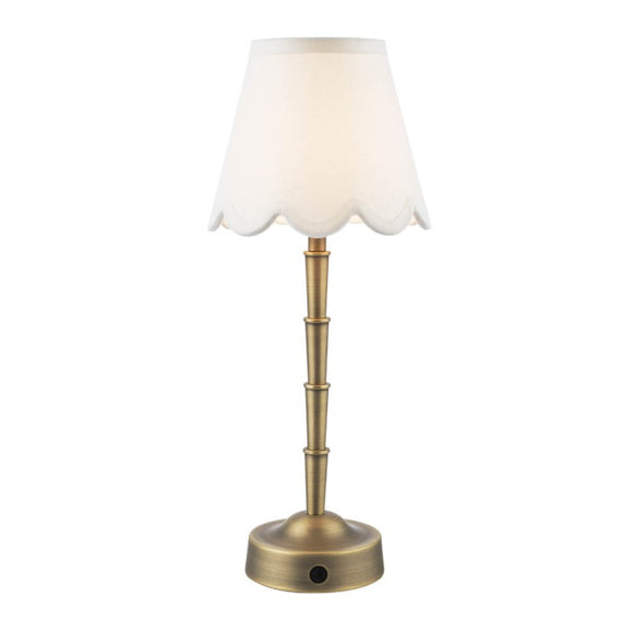 1 Light Rechargeable Table Light in Antique Brass with Ivory Shade (0183WYM4075)