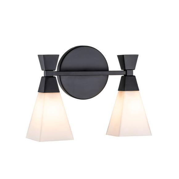 2 Light Bathroom IP44 Wall Light in Matte Black (0178BOW2MB)