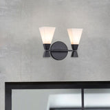 2 Light Bathroom IP44 Wall Light in Matte Black (0178BOW2MB)