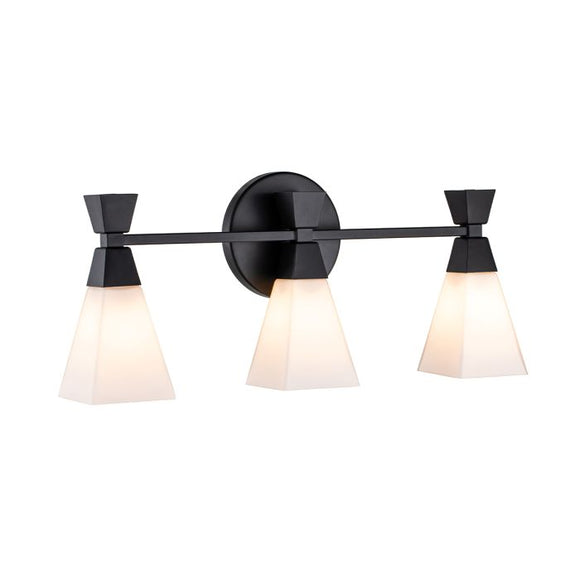 3 Light Bathroom IP44 Wall Light in Matt Black (0178BOW3MB)