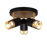 3 Light Round Spotlight, GU10, Black/Painted Gold (1230BRE38B)