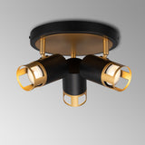 3 Light Round Spotlight, GU10, Black/Painted Gold (1230BRE38B)