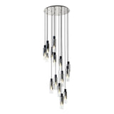 Tall 15 Light Round Pendant, Black / Smoke Fade Glass (1230CHE06A)