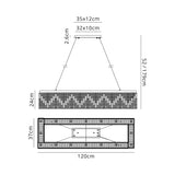 120x37cm Rectangular Pendant Chandelier, 16 Light E14, Polished Chrome/Crystal (1230HAL40CH)