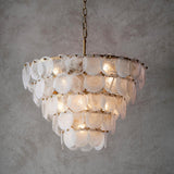 9 Light Pendant, Antique Gold with White and Clear glass (0711107939)