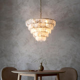 9 Light Pendant, Antique Gold with White and Clear glass (0711107939)