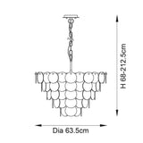 9 Light Pendant, Antique Gold with White and Clear glass (0711107939)