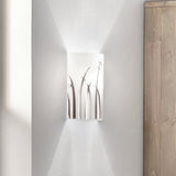 Wrap-Around Wall Sconce - Patterned Glass with Polished Chrome Grass pattern (079492742)