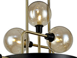 12 Light Fixed Ceiling Pendant - Matt Black/Antique Brass/Cognac Glass (1230FAI27A)