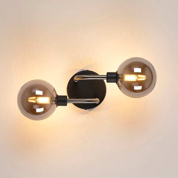 2 Light Wall Lamp - Graphite/Satin Nickel/Smoke Glass (1230FAI39D)