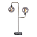 2 Light Table Lamp - Graphite/Satin Nickel/Smoke Glass (1230FAI39E)