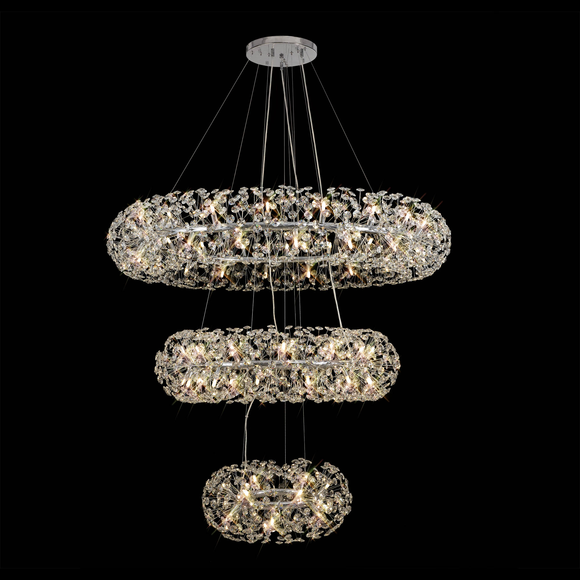 3 Tier Pendant 74 Light G9 Polished Chrome/Crystal - Item Weight: 37.6kg (1230FIE101A)