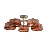 5 Light Semi-flush, Brown Milky Glass and Antique Brass (0483CHA320275AB)