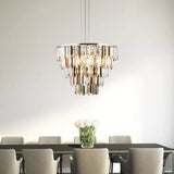 9 Light Ceiling Pendant - Chrome & Clear, Smoked & Amber Glass (0483CLA12299CC)