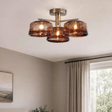 3 Light Semi-flush, Brown Milky Glass and Antique Brass (0483CHA320273AB)