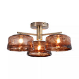 3 Light Semi-flush, Brown Milky Glass and Antique Brass (0483CHA320273AB)