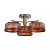 3 Light Semi-flush, Brown Milky Glass and Antique Brass (0483CHA320273AB)