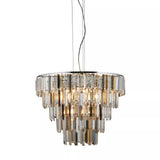 9 Light Ceiling Pendant - Chrome & Clear, Smoked & Amber Glass (0483CLA12299CC)