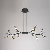 16 Light Linear Pendant, Black and Antique Brass Finish (1230GLO21A)